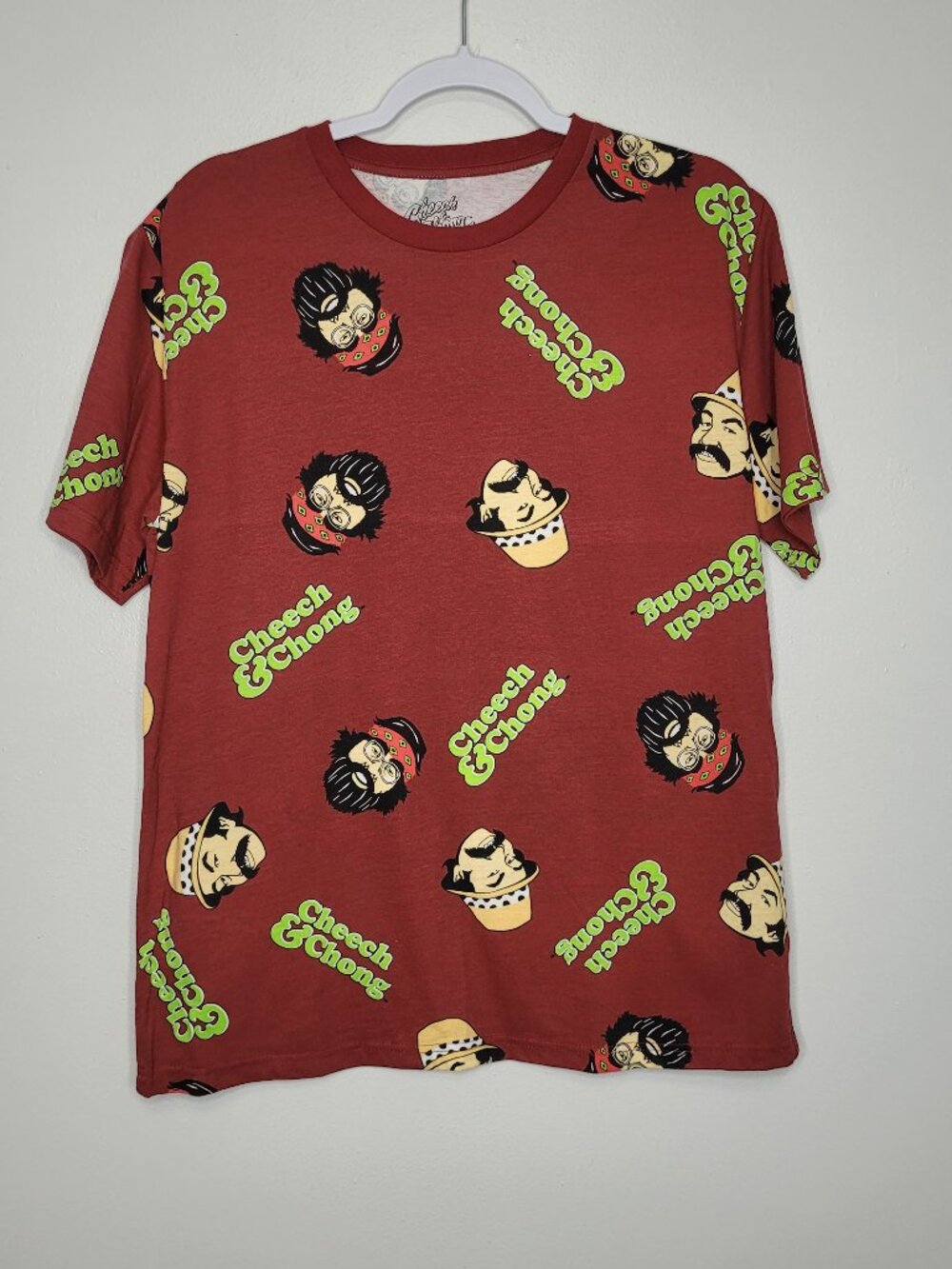 Cheech & Chong all over print funny humor party short sleeve shirt size medium